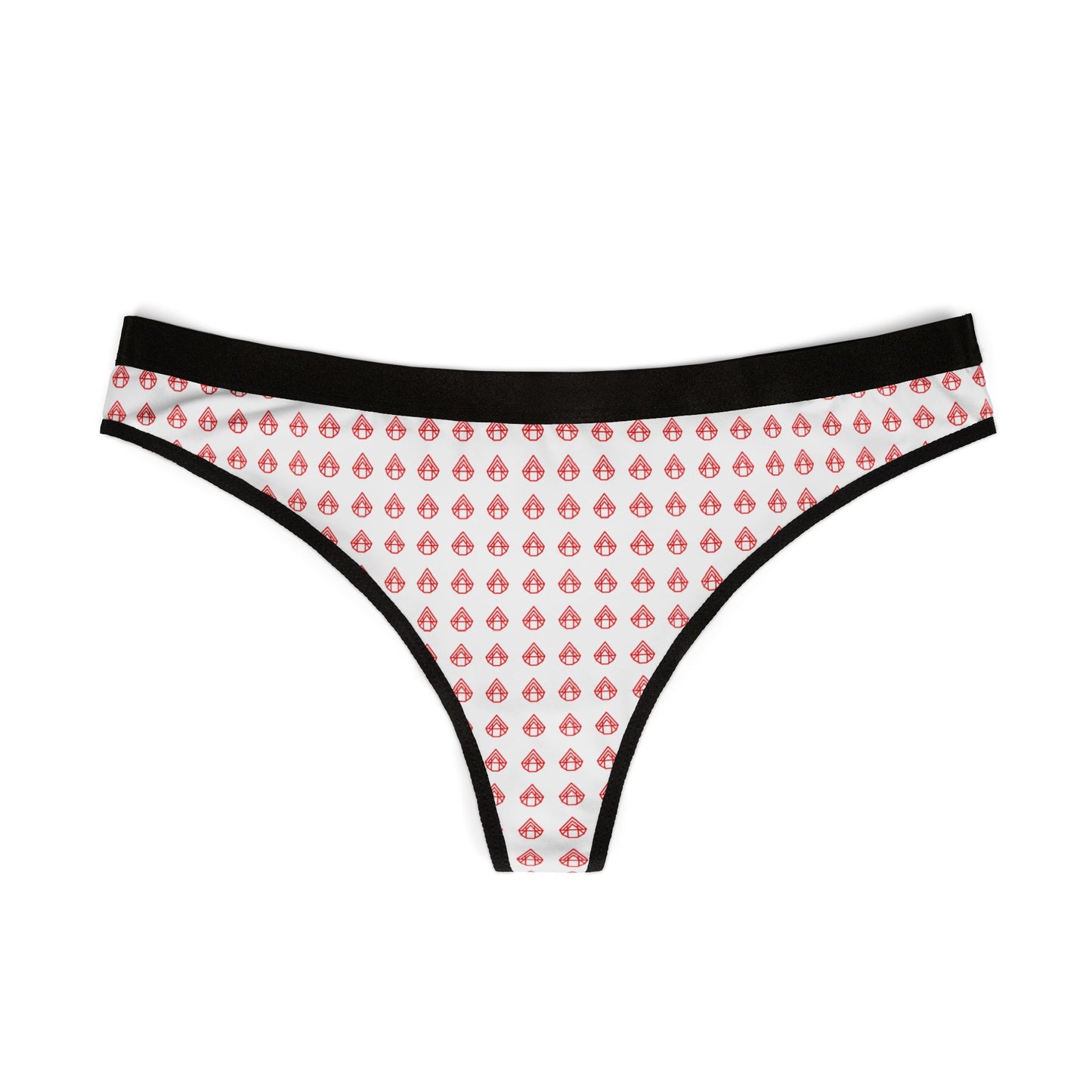 AstraVT Logo Women’s Thong Panties — Red Heart Drop Pattern Seamless Bikini