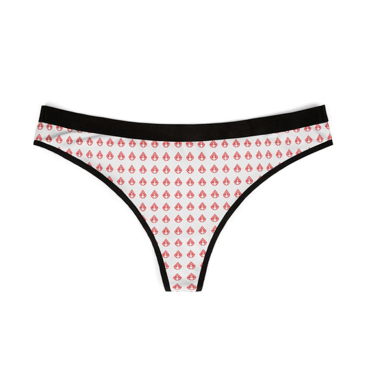 AstraVT Logo Women’s Thong Panties — Red Heart Drop Pattern Seamless Bikini