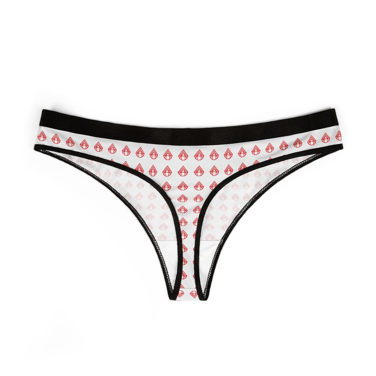 AstraVT Logo Women’s Thong Panties — Red Heart Drop Pattern Seamless Bikini