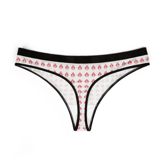 AstraVT Logo Women’s Thong Panties — Red Heart Drop Pattern Seamless Bikini